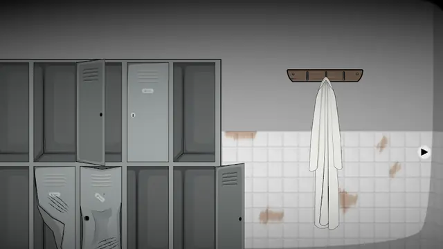 Στιγμιότυπο από το Escape Room: Strange Case: Διάδρομος με μεταλλικά ερμάρια σε σκηνικό δωματίου δραπέτευσης