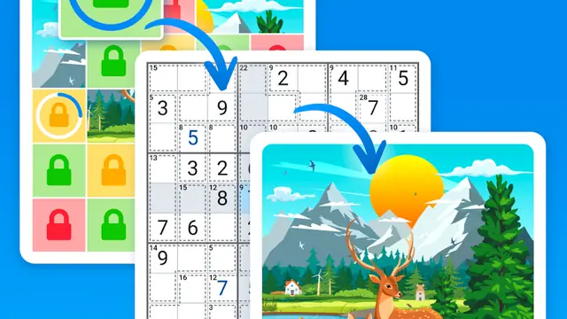 Στιγμιότυπο από το Killer Sudoku by Sudoku.com: Πλέγματα σουντόκου με αριθμούς και σημειώσεις σε κάρτες επιπέδων